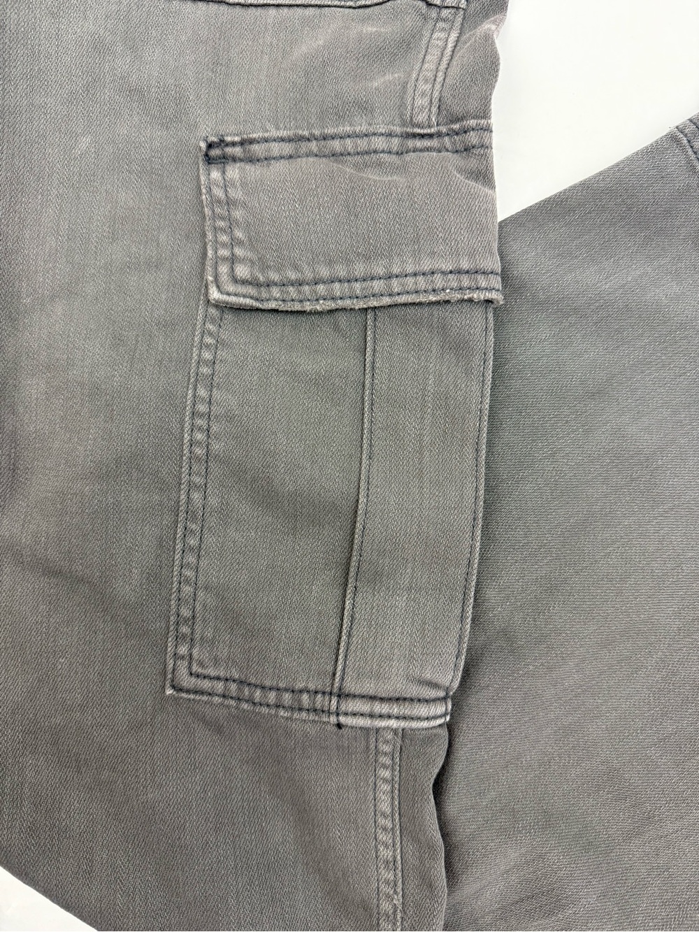 Aerie Baggy Bib Overall Smoke Gray Cargo Pockets Wide Leg Size Large - Picture 8 of 12